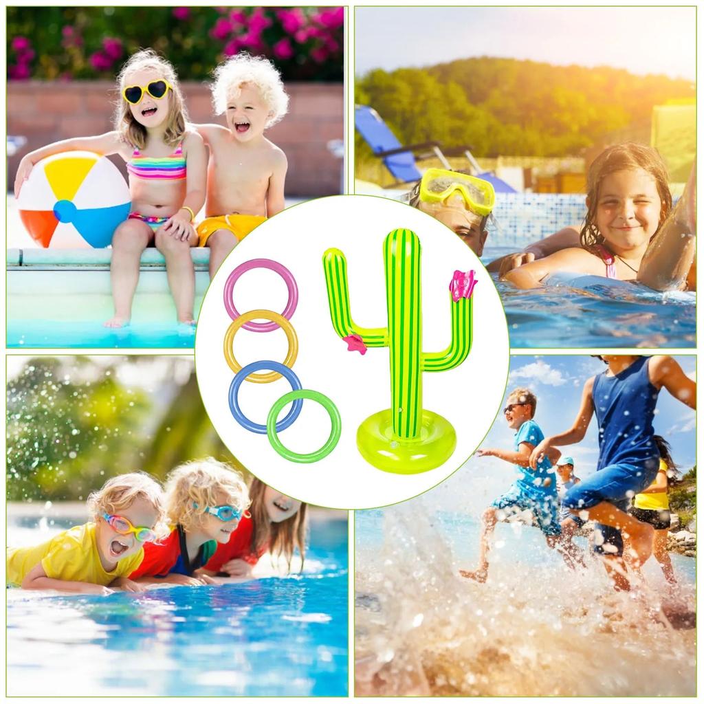 Inflatable Cactus Pool Ring Toss Game for Families by HitMyNeed