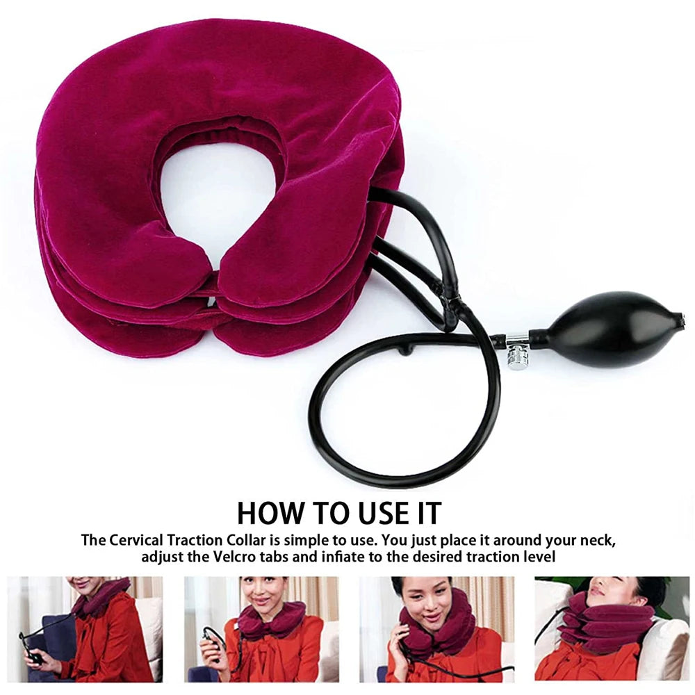 Inflatable Cervical Neck Traction Device for Pain Relief by HitMyNeed