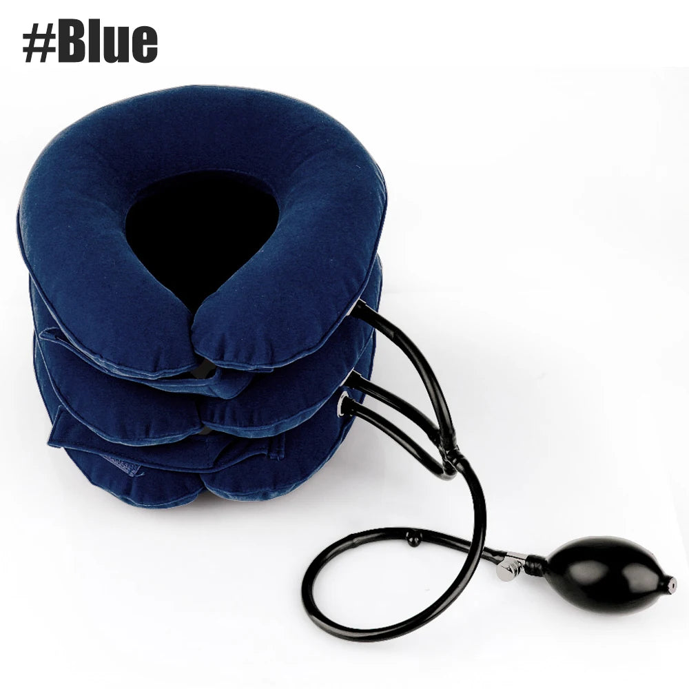 Inflatable Cervical Neck Traction Device for Pain Relief blue by HitMyNeed