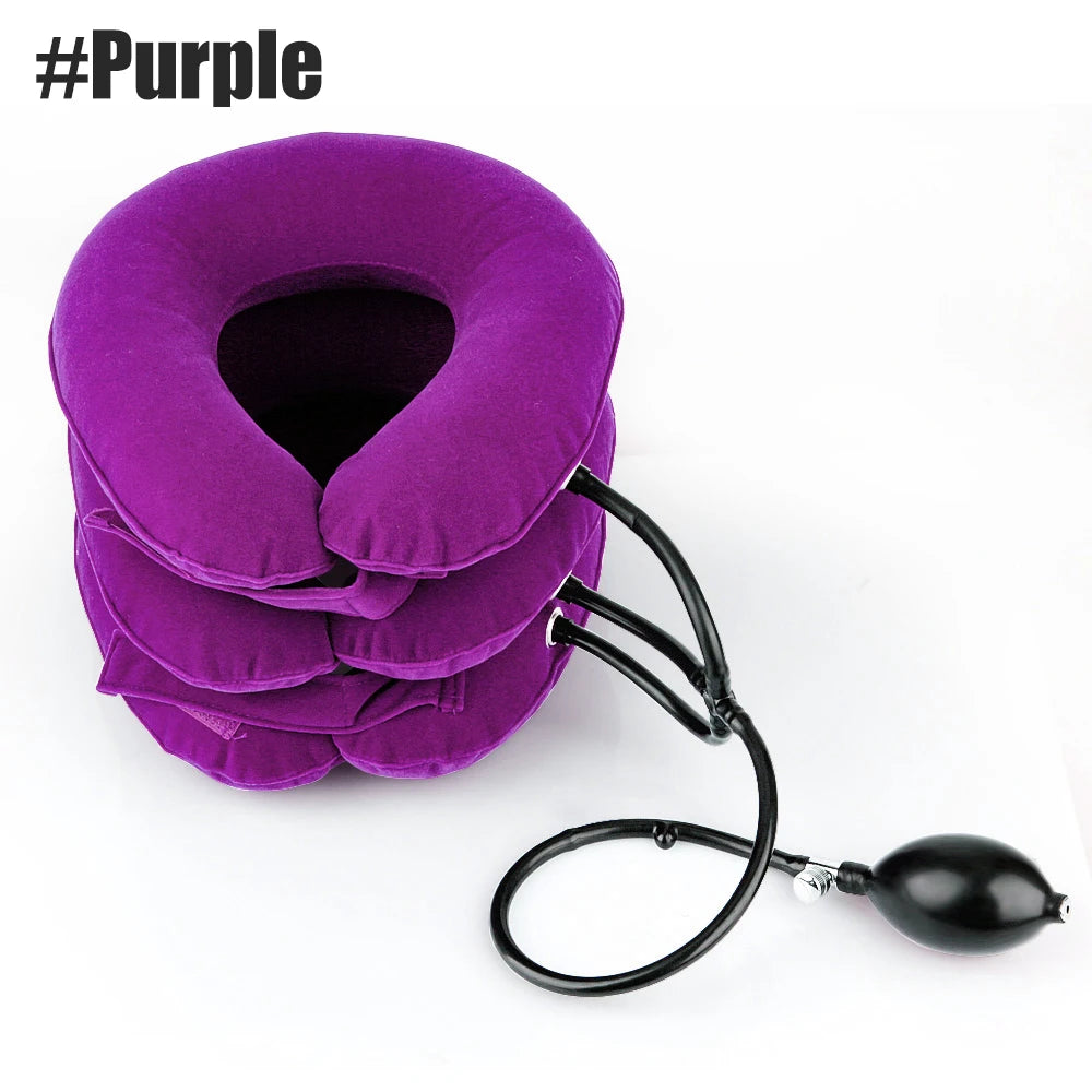 Inflatable Cervical Neck Traction Device for Pain Relief purple by HitMyNeed