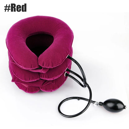 Inflatable Cervical Neck Traction Device for Pain Relief red by HitMyNeed