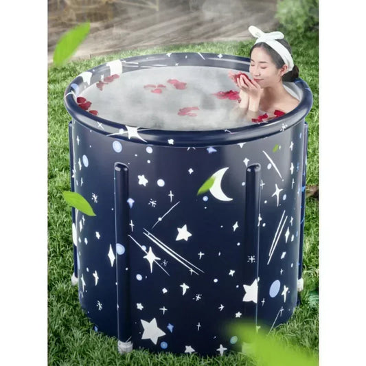 Inflatable Folding Portable Bathtub for Adults & Kids 70x65cm-starry-blue by HitMyNeed