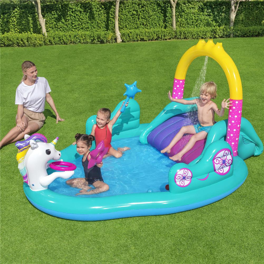 Inflatable Kids Mini Pool with Slide and Sprayer by HitMyNeed