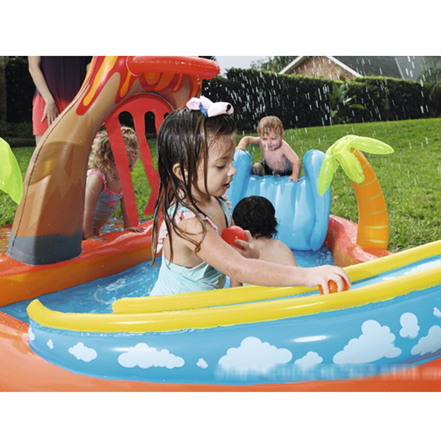 Inflatable Kids Paddling Pool with Slide and Ring Game by HitMyNeed
