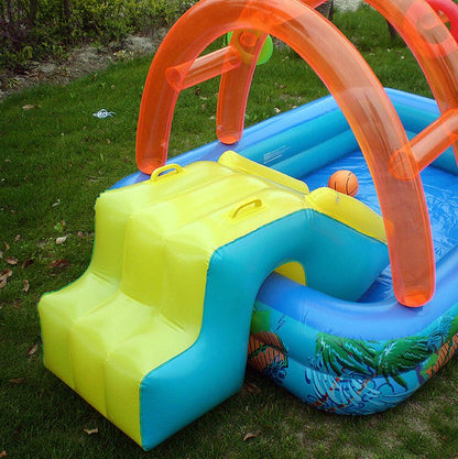 Inflatable Kids Splash Pool with Slide & Hoop by HitMyNeed