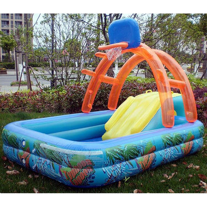 Inflatable Kids Splash Pool with Slide & Hoop by HitMyNeed