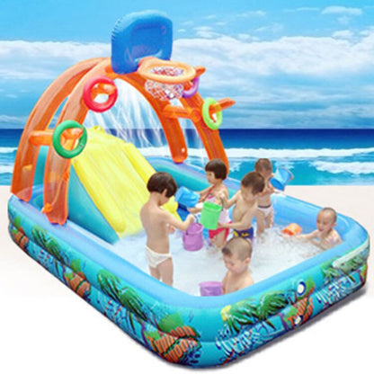 Inflatable Kids Splash Pool with Slide & Hoop by HitMyNeed
