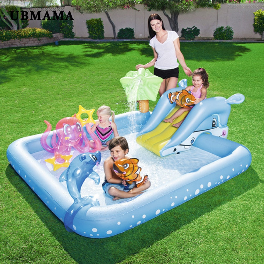 Inflatable Kids Swimming Pool with Slide & Sprinkler by HitMyNeed