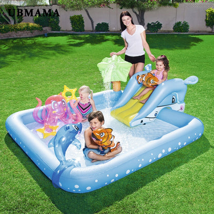 Inflatable Kids Swimming Pool with Slide & Sprinkler by HitMyNeed
