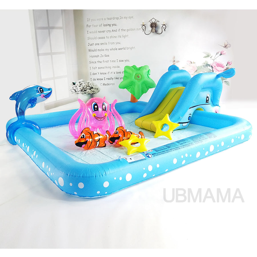 Inflatable Kids Swimming Pool with Slide & Sprinkler by HitMyNeed