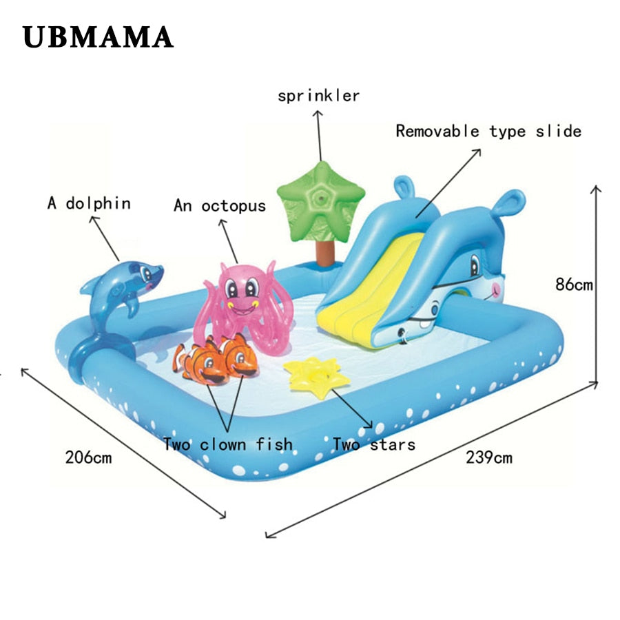 Inflatable Kids Swimming Pool with Slide & Sprinkler by HitMyNeed