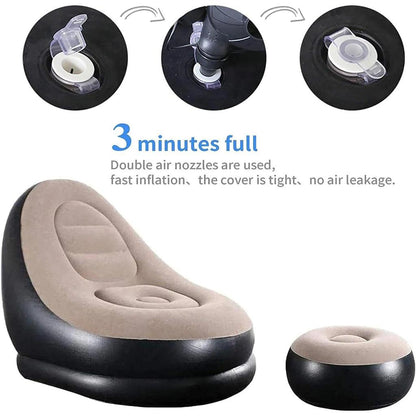 Inflatable Lazy Bean Bag Sofa Chair with Leg Rest by HitMyNeed
