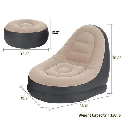 Inflatable Lazy Bean Bag Sofa Chair with Leg Rest sofa-no-inflate-tool by HitMyNeed