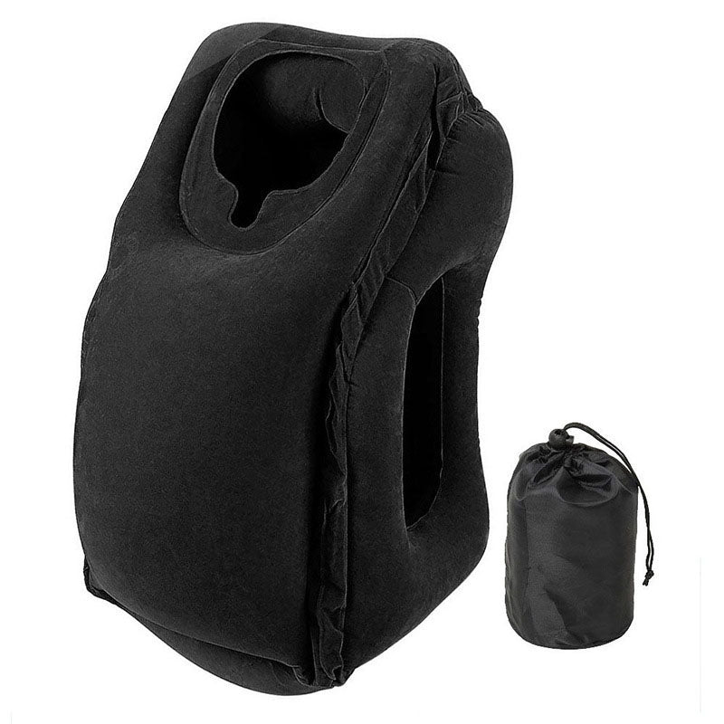 Inflatable PVC Travel Neck and Chin Support Pillow black by HitMyNeed
