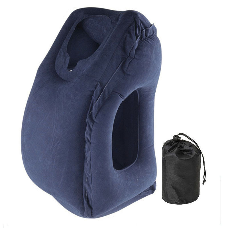 Inflatable PVC Travel Neck and Chin Support Pillow navy-blue by HitMyNeed