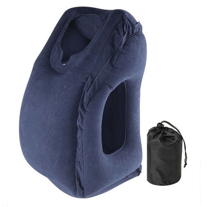 Inflatable PVC Travel Neck and Chin Support Pillow navy-blue by HitMyNeed