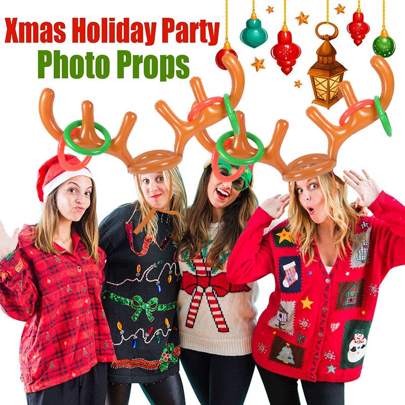 Inflatable Reindeer Ring Toss Party Game Set by HitMyNeed