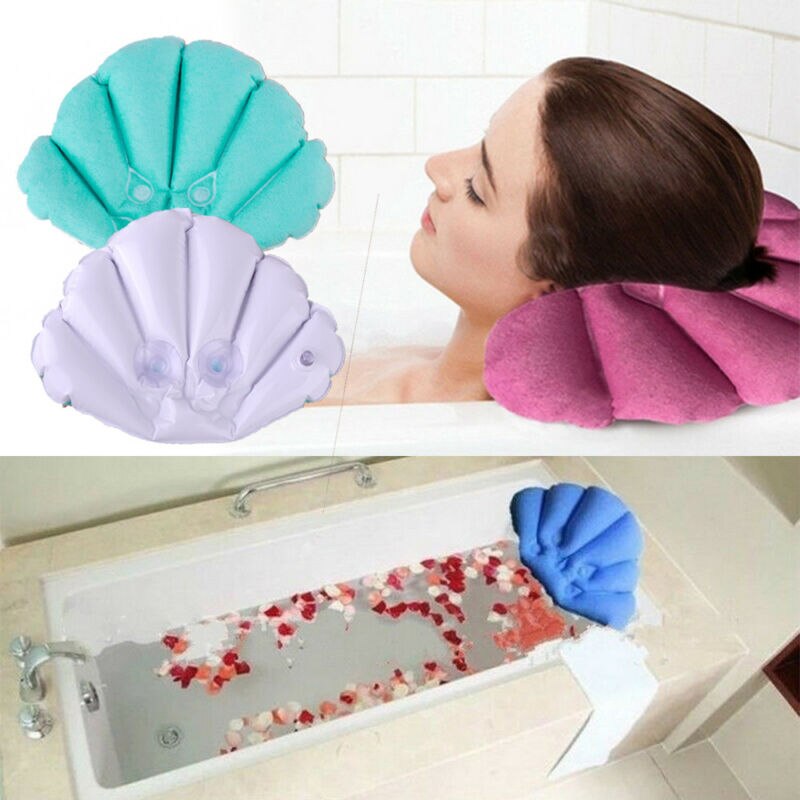 Inflatable Shell Bathtub Pillow with Suction Cups by HitMyNeed