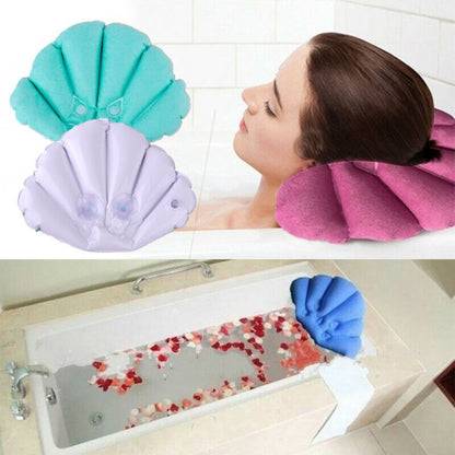 Inflatable Shell Bathtub Pillow with Suction Cups by HitMyNeed