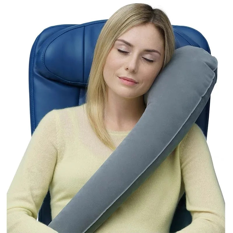 Inflatable Side-Sleep Travel Neck Pillow for Transit by HitMyNeed