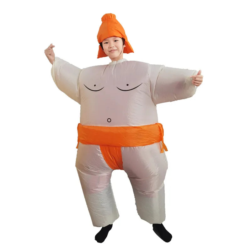 Inflatable Sumo Wrestler Costume for Kids and Adults cq10008-orange kid-120-150cm by HitMyNeed