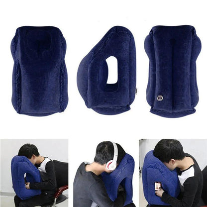 Inflatable Travel Pillow with Chin and Neck Support by HitMyNeed