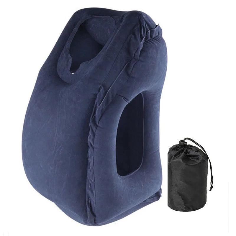 Inflatable Travel Pillow with Chin and Neck Support navy-blue by HitMyNeed