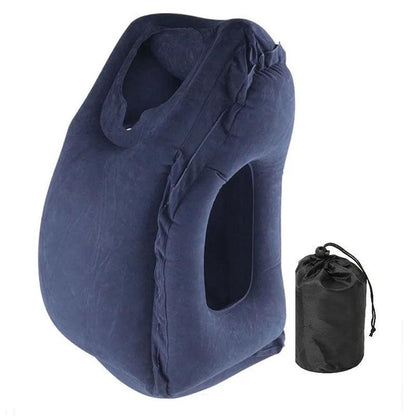 Inflatable Travel Pillow with Chin and Neck Support navy-blue by HitMyNeed