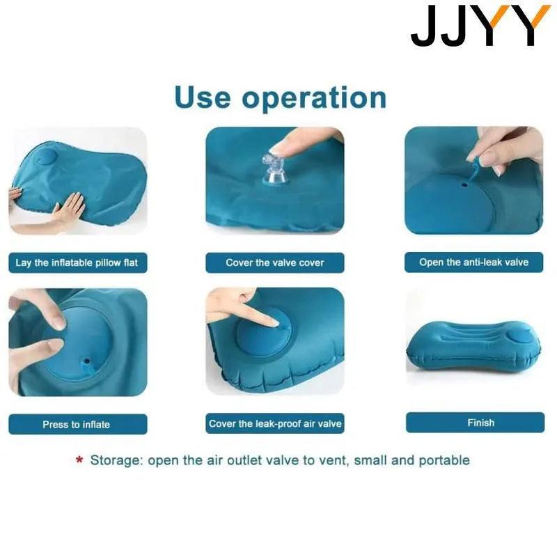 Inflatable Travel Pillow with Press Pump, 48 x 32 cm by HitMyNeed
