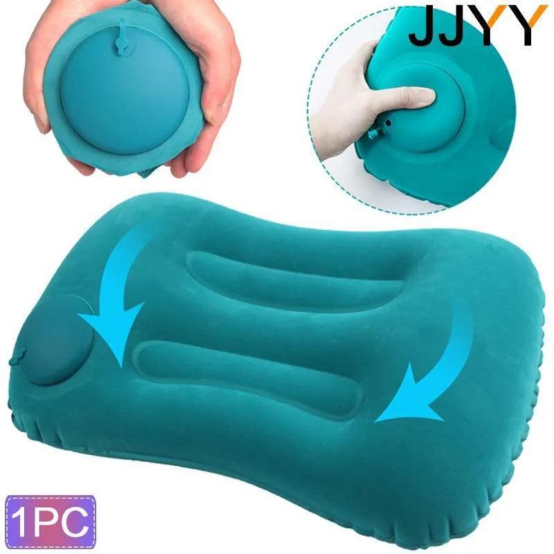 Inflatable Travel Pillow with Press Pump, 48 x 32 cm by HitMyNeed