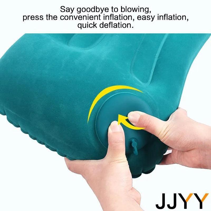 Inflatable Travel Pillow with Press Pump, 48 x 32 cm by HitMyNeed