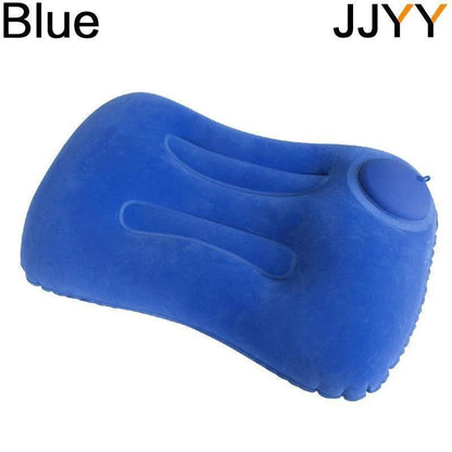 Inflatable Travel Pillow with Press Pump, 48 x 32 cm blue by HitMyNeed
