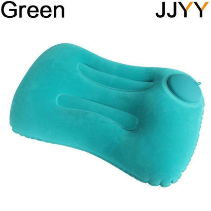 Inflatable Travel Pillow with Press Pump, 48 x 32 cm green by HitMyNeed