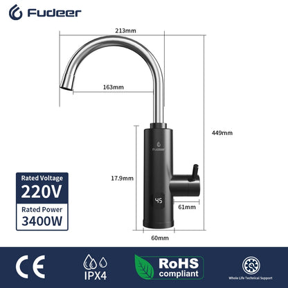 Instant Electric Kitchen Water Heater Tap Faucet xh-304-black-k by HitMyNeed