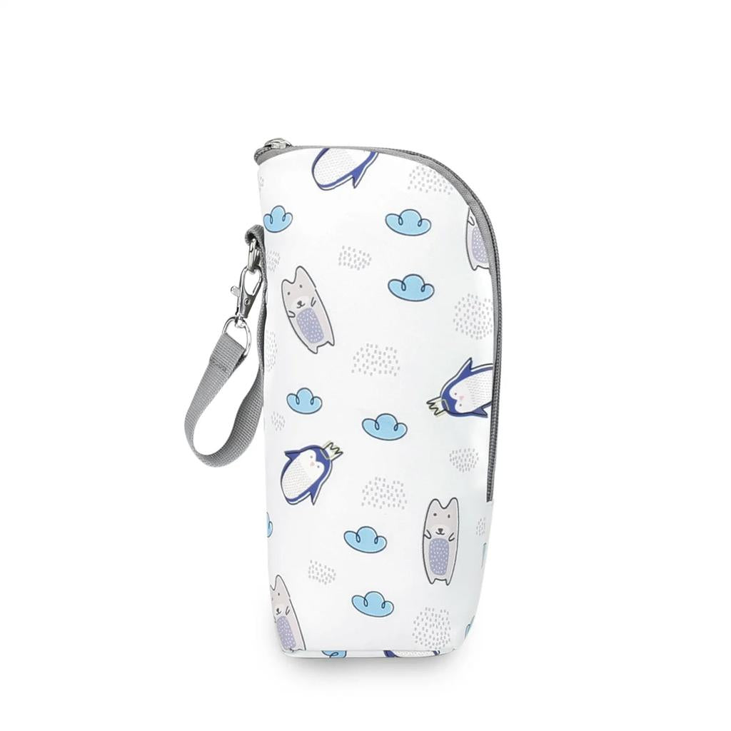 Insulated Baby Bottle Bag with Stroller Clip penguin by HitMyNeed