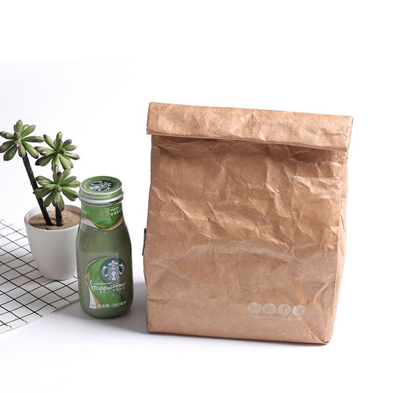 Insulated Kraft Paper Reusable Lunch Bag, 6L by HitMyNeed