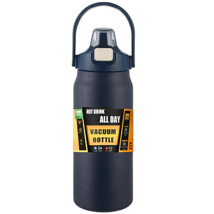 Insulated Stainless Steel Water Bottle with Straw dark-blue 1200ml by HitMyNeed