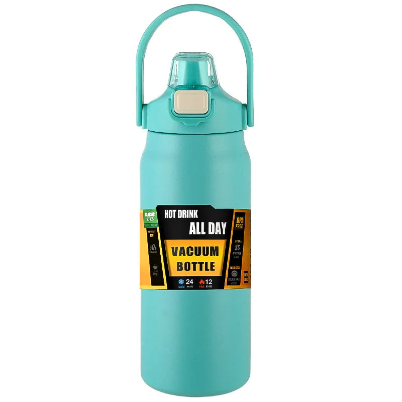 Insulated Stainless Steel Water Bottle with Straw mint-green 800ml by HitMyNeed