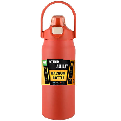 Insulated Stainless Steel Water Bottle with Straw red 1200ml by HitMyNeed
