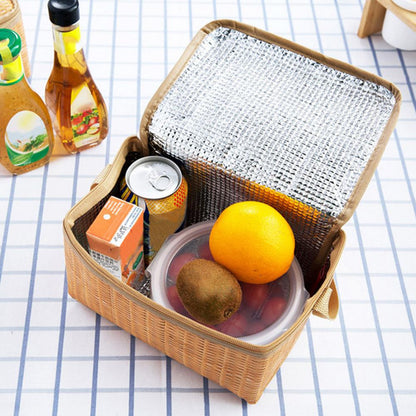 Insulated Wicker-Style Picnic Basket Lunch Bag by HitMyNeed