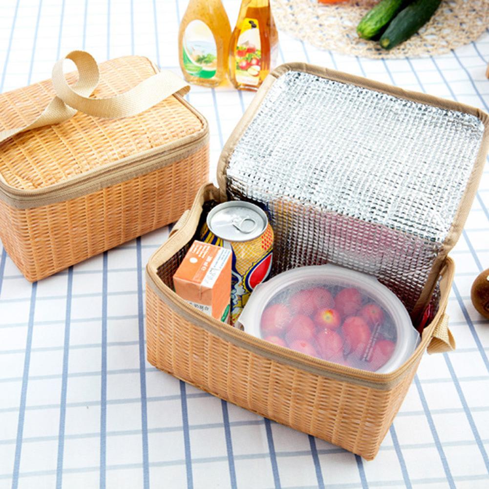 Insulated Wicker-Style Picnic Basket Lunch Bag by HitMyNeed