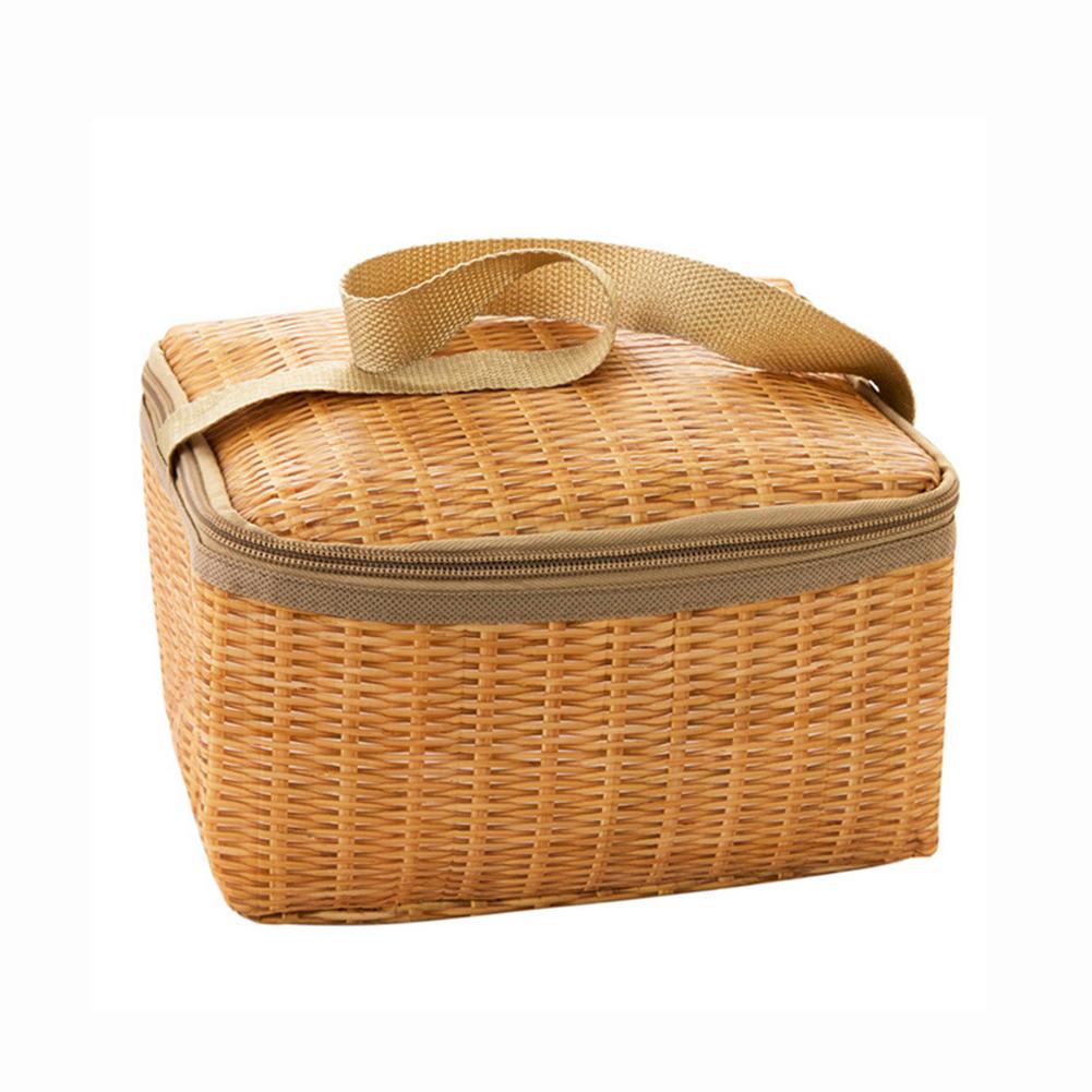 Insulated Wicker-Style Picnic Basket Lunch Bag by HitMyNeed