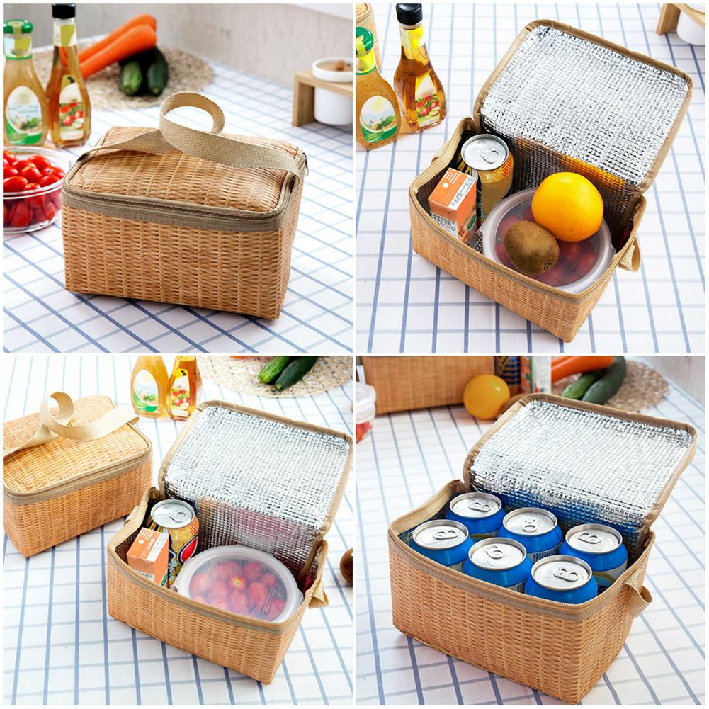 Insulated Wicker-Style Picnic Basket Lunch Bag by HitMyNeed