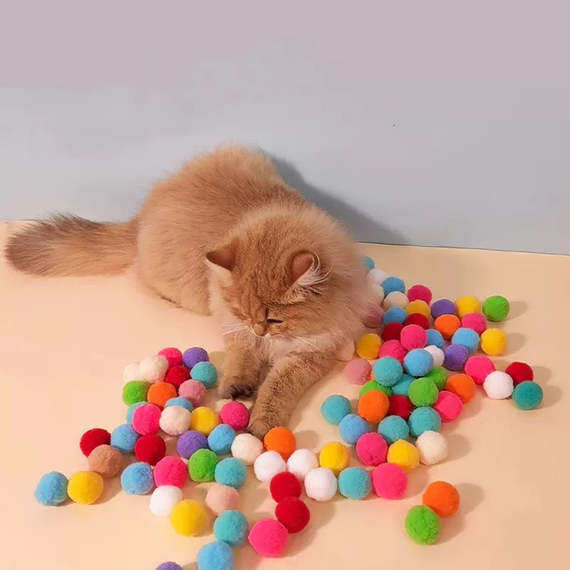 Interactive Cat Ball Launcher Set with Plush Pompoms by HitMyNeed