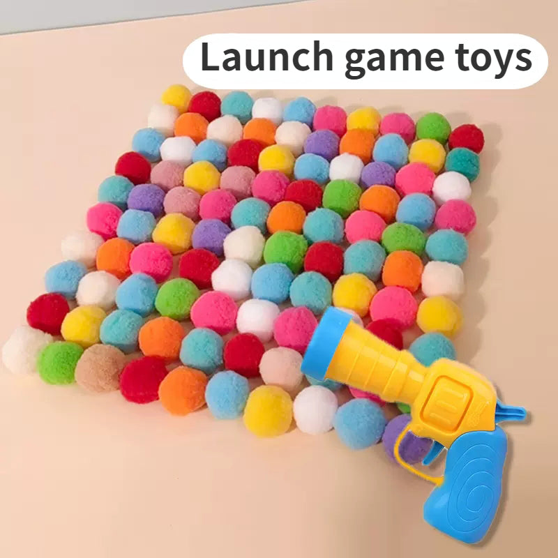 Interactive Cat Ball Launcher Set with Plush Pompoms by HitMyNeed