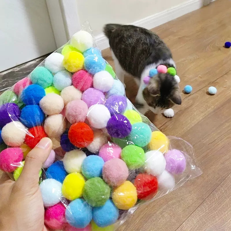 Interactive Cat Ball Launcher Set with Plush Pompoms by HitMyNeed