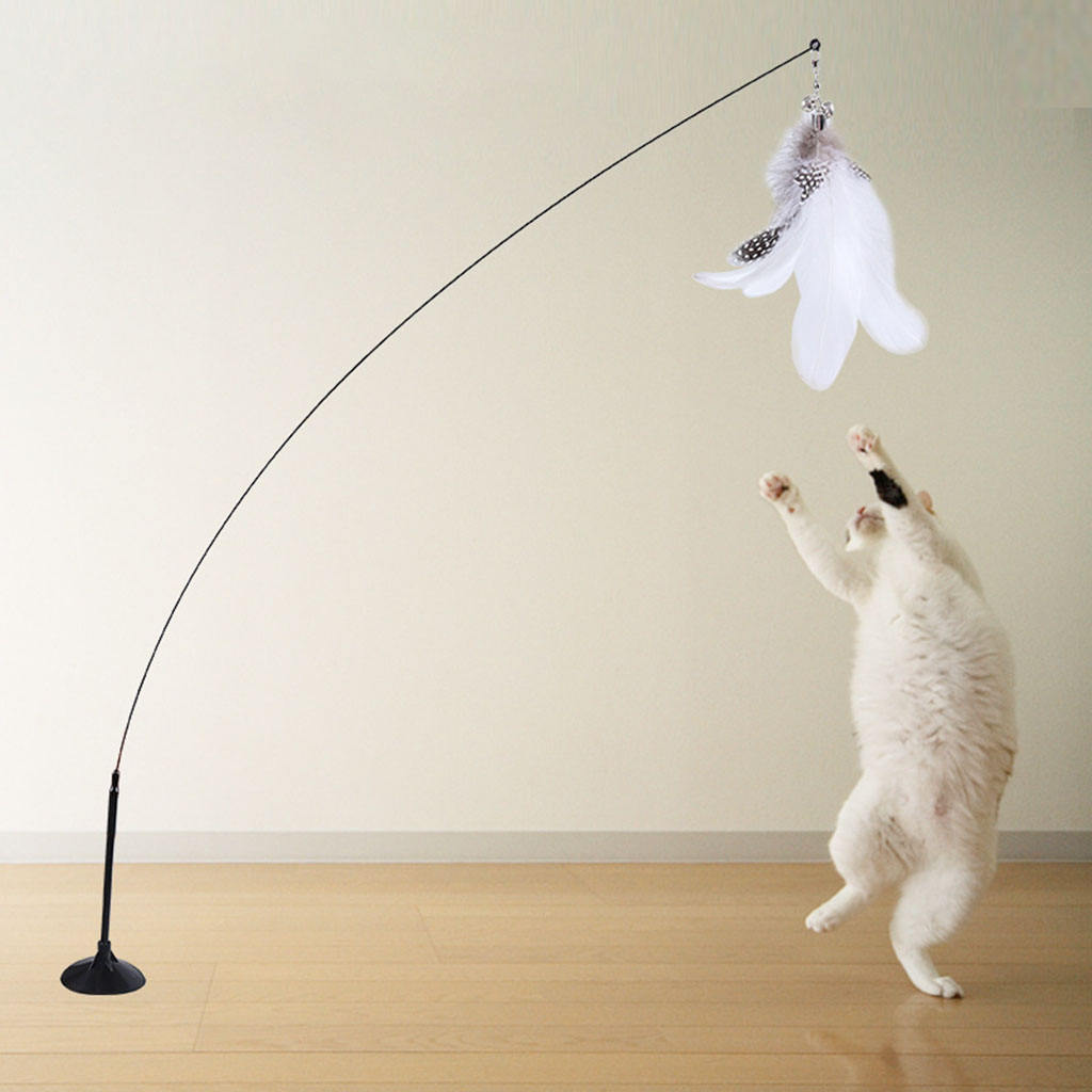 Interactive Cat Bird Feather Toy with Suction Base by HitMyNeed