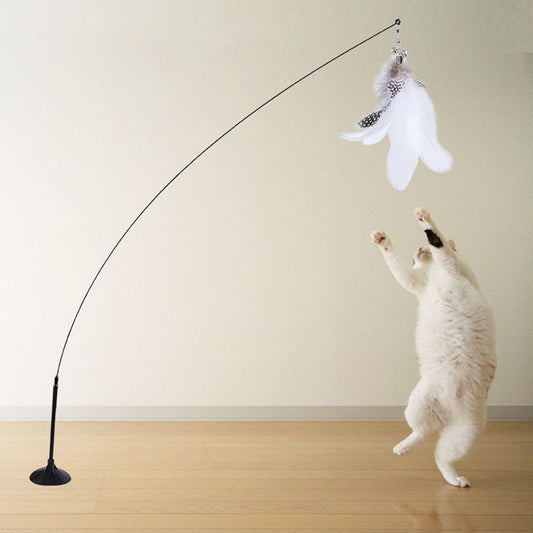Interactive Cat Bird Feather Toy with Suction Base by HitMyNeed