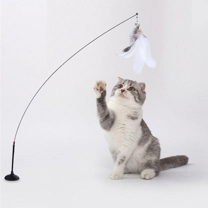 Interactive Cat Bird Feather Toy with Suction Base by HitMyNeed