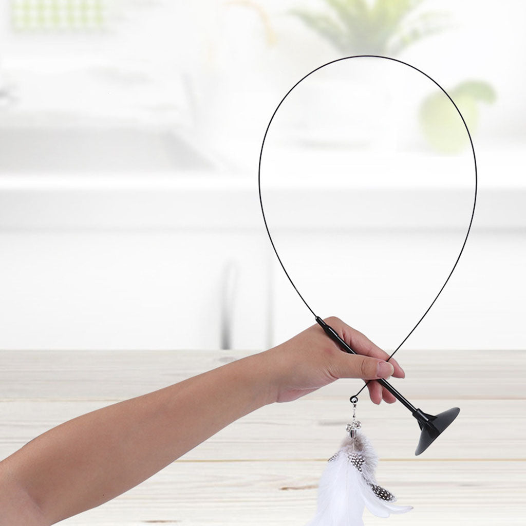 Interactive Cat Bird Feather Toy with Suction Base by HitMyNeed